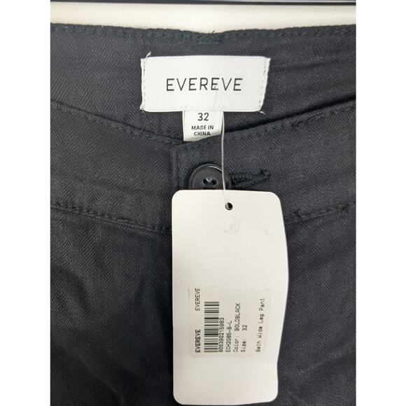 NWT Evereve Beth High Rise Linen Blend Wide Leg Pant in Bold Black - Picture 5 of 8